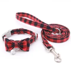 Cat Bell Collar Butterfly Bow Tie Pet Outing Optional Hand Holding Rope - Rope Collar Red - View 1
