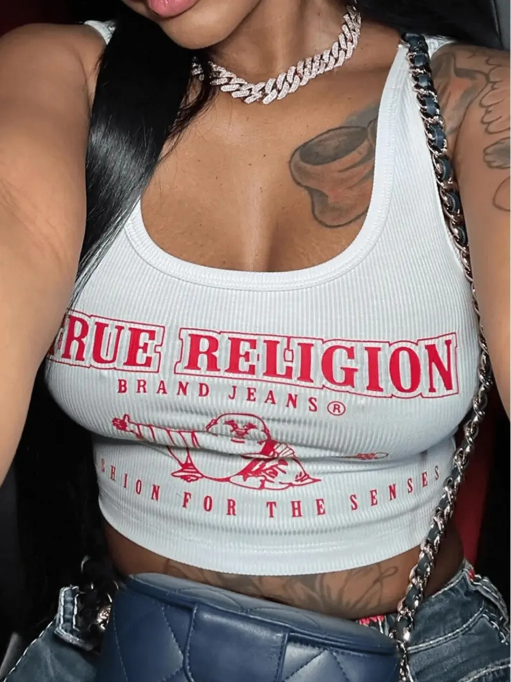 Fashion Open Collar Printed Letter Vest Sunken Stripe Letters - White