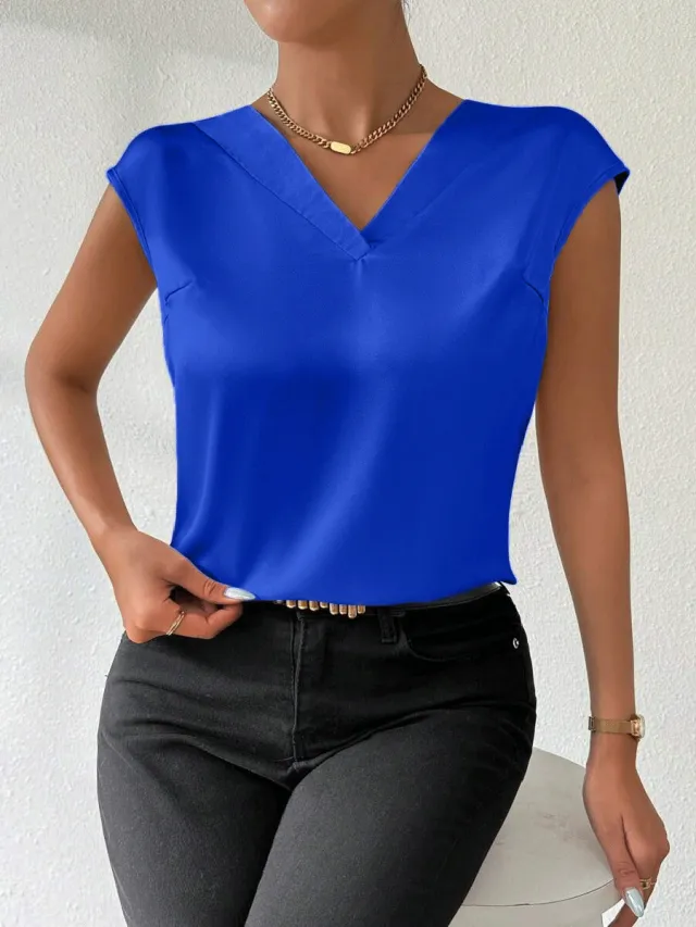 Satin Shirt Women's Regular Sleeve Regular Blue - Shop at LoveMi
