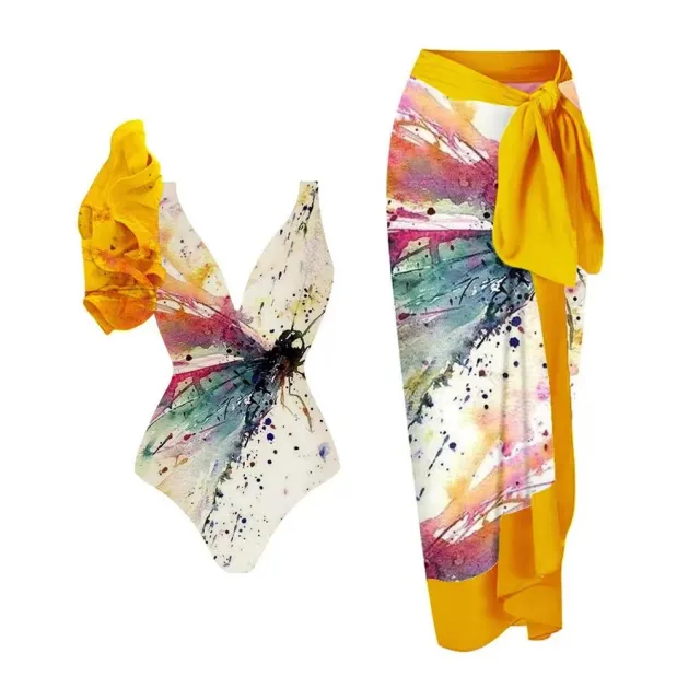One piece Swimsuit Bikini Suit Conservative Cover Belly Yellow - Shop at LoveMi