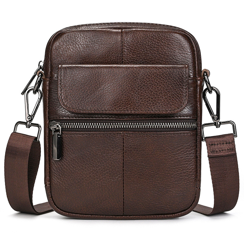 Mens Genuine Leather Cowhide Crossbody Bag
