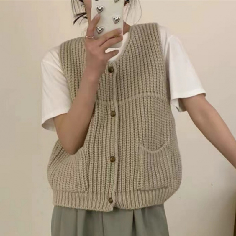 Retro Knitted Vest Coat For Women