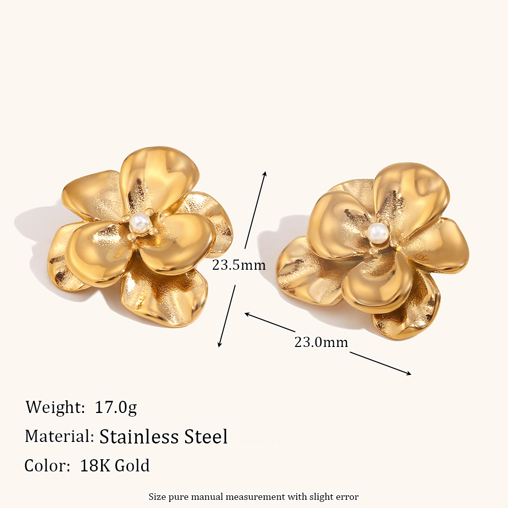 Retro Easy Matching Stainless Steel Pearl Plated Stud Earrings