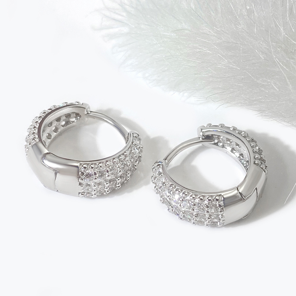 Fashion Micro Inlaid Zircon Round Ring Earrings