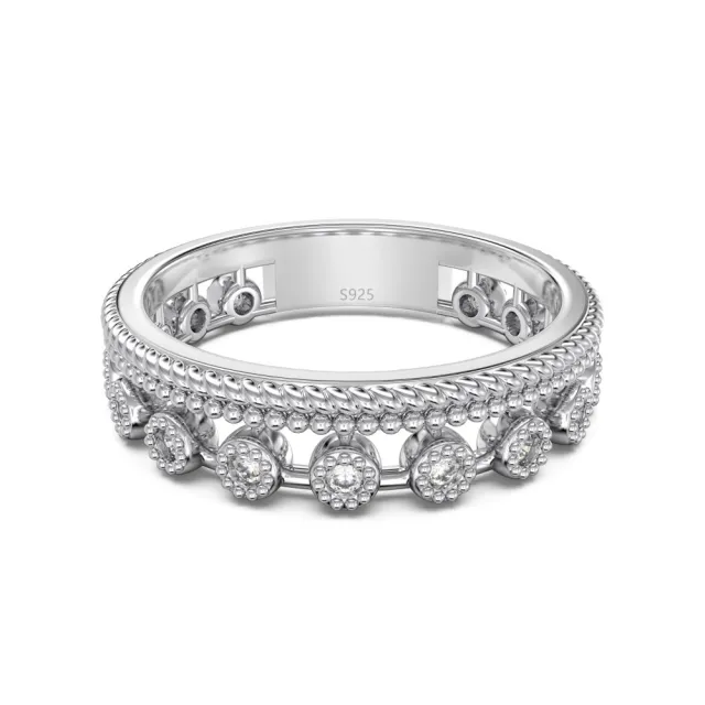 Double Row Diamond Forest Style Closed Ring White Gold Color - Shop at LoveMi