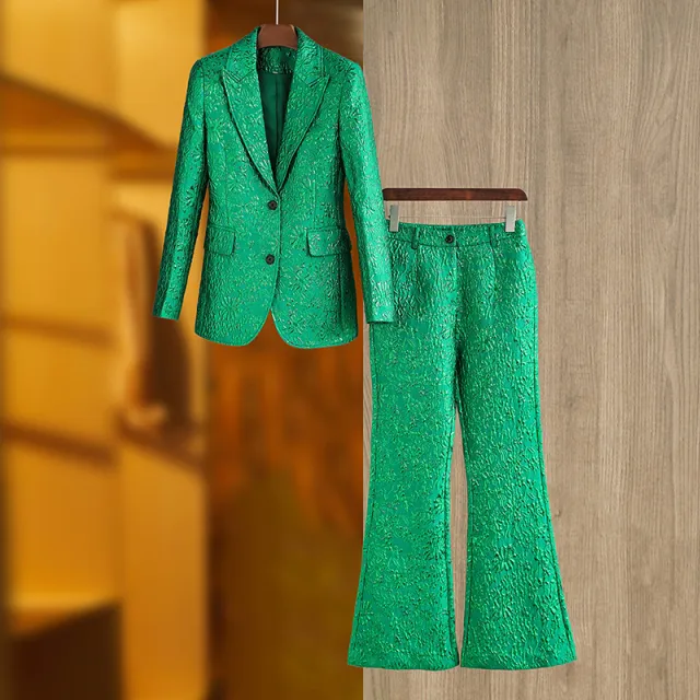 Green Three dimensional Embroidered Suit Costume Suit Green - Shop at LoveMi