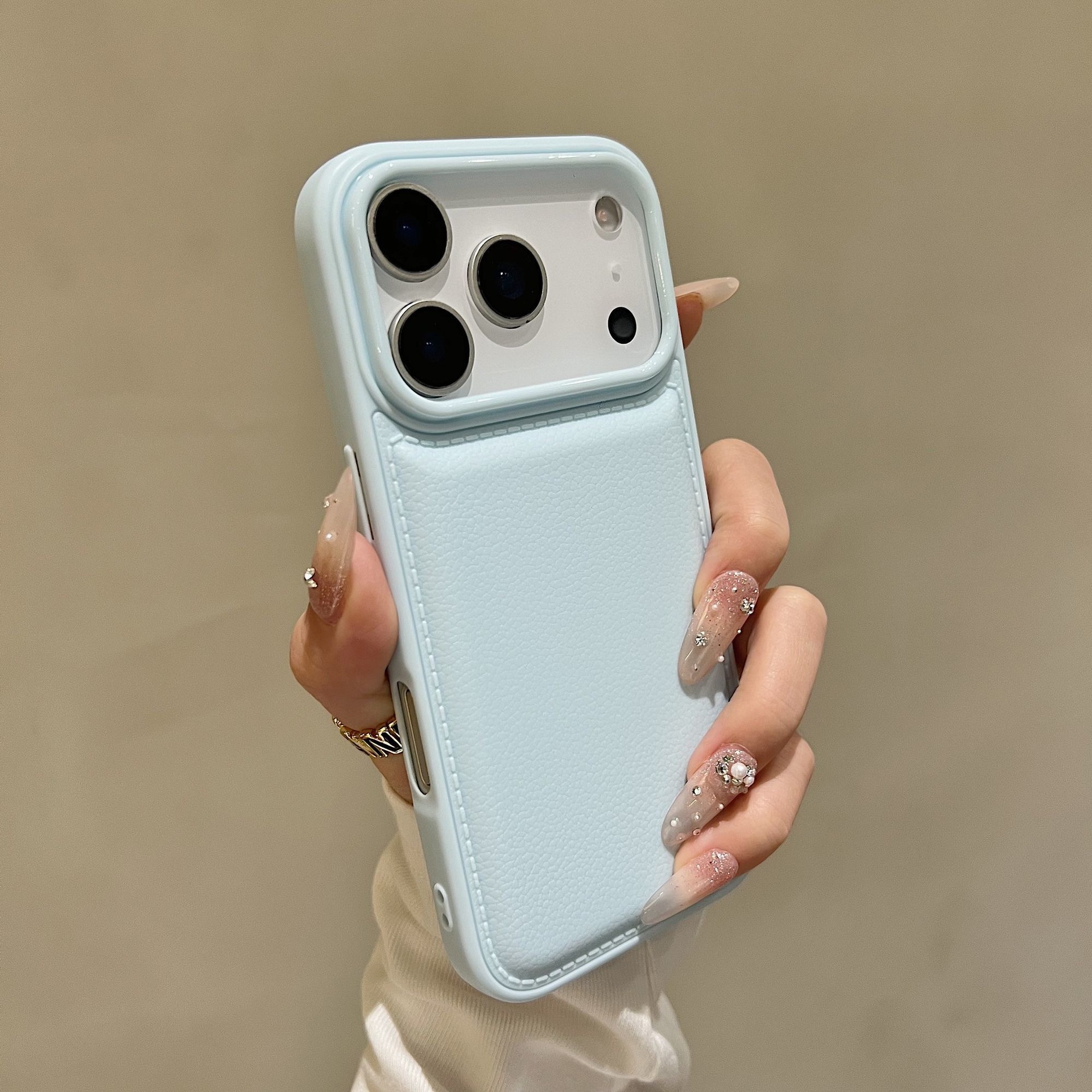 Phone Case With Leather Texture And Airbag Design