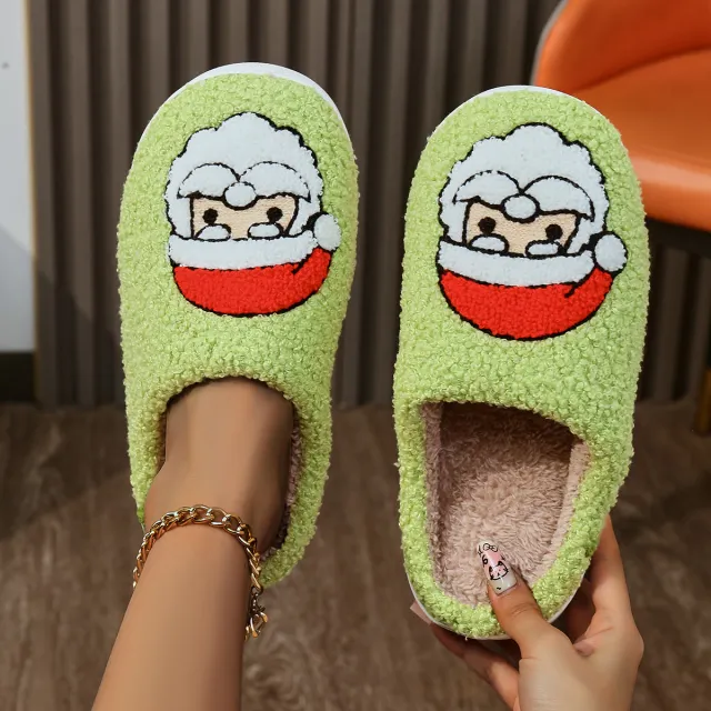 Christmas Home Slippers Indoor Soft Bottom Mute Warm Green - Shop at LoveMi