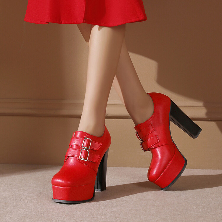 Sexy Belt-Buckle Waterproof Platform Ultra-High-Heel Womens Boots