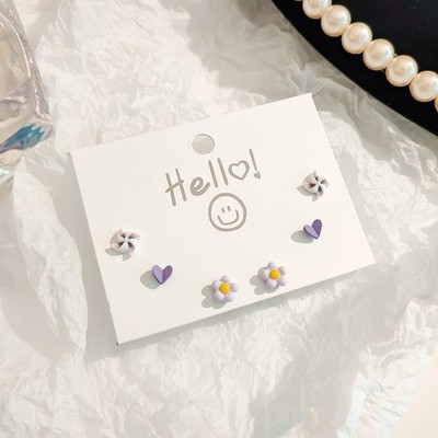 Sterling Silver Needle Stud Earrings Women's Set Small Delicate Eardrops Bone Nail