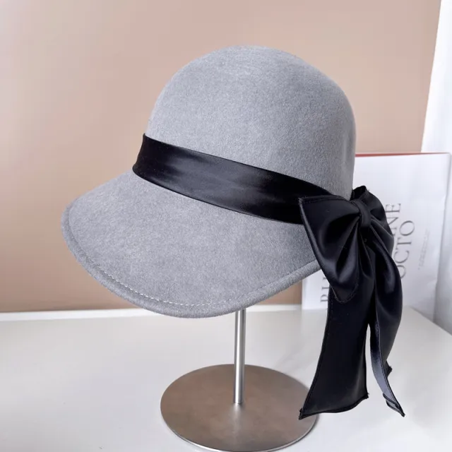 Bow Fisherman Hat Children's Autumn And Winter Warm Slabstone Gray - Shop at LoveMi