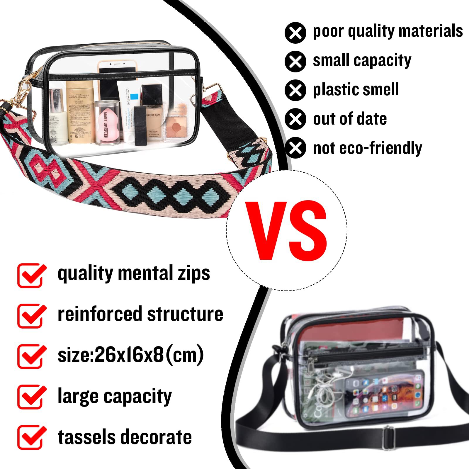 PVC Buggy Bag Large Capacity Women's Storage Small Square Bag