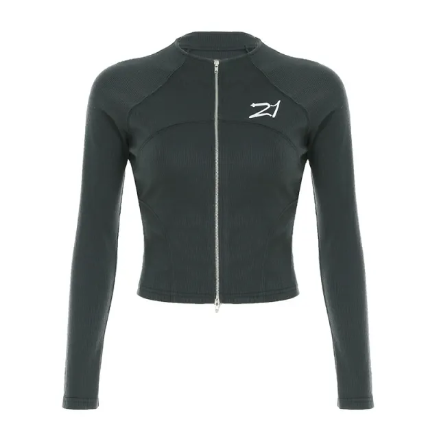 European And American Street Cool Mechanical Style Thread Zipper Jacket Gray - Shop at LoveMi