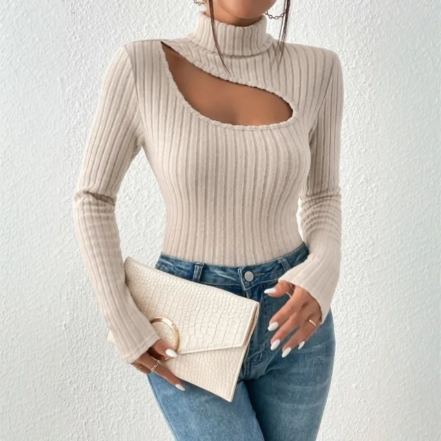 European And American Women's Clothing Light Mature Style T shirt, Autumn And Winter New Elegant Slim Short Top Apricot - Shop at LoveMi