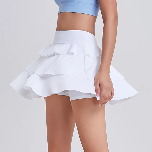 High Waist Hip Lift Tennis Skirt Fake Two Pieces Skirt White - Shop at LoveMi