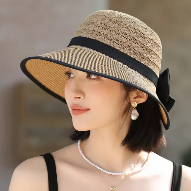 Japanese Elegant Sun Hat Ribbon Bow Khaki - Shop at LoveMi