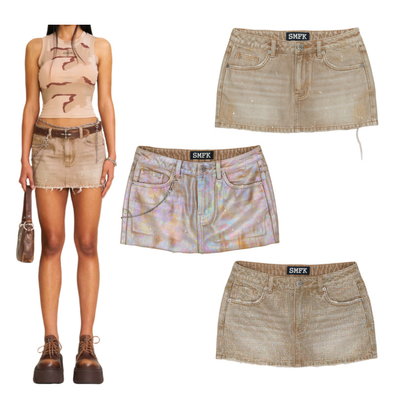 Handmade Wildland Holographic Denim Skirt