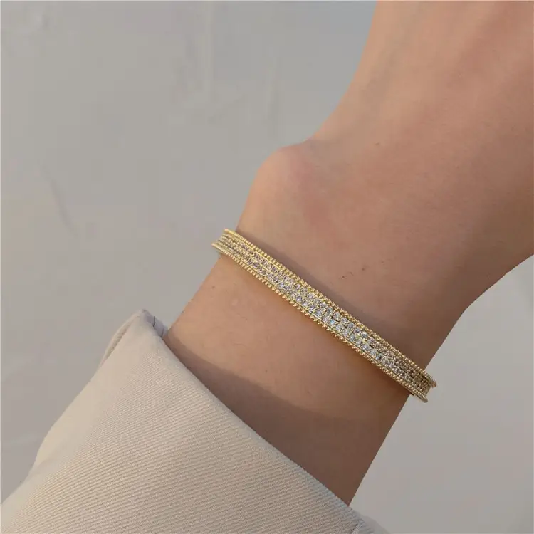 Light Luxury High-grade Exquisite Two-color Full Diamond Fine Bracelet