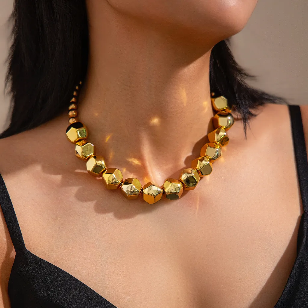 Retro Exaggerated Irregular CCB Beaded Necklace Personality - Ccb