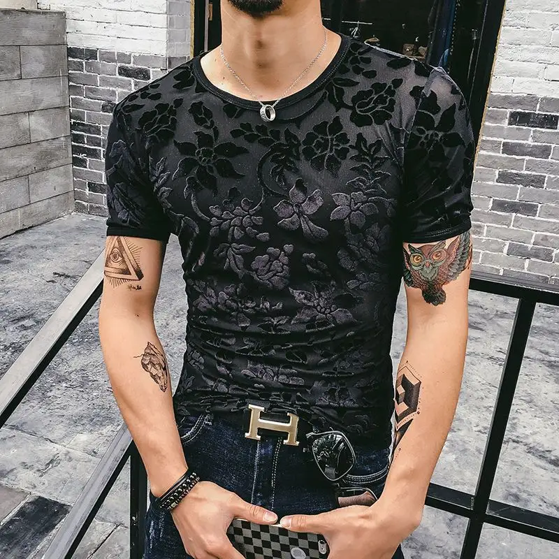 Men's Gold Velvet Ice Silk Cut-out Breathable