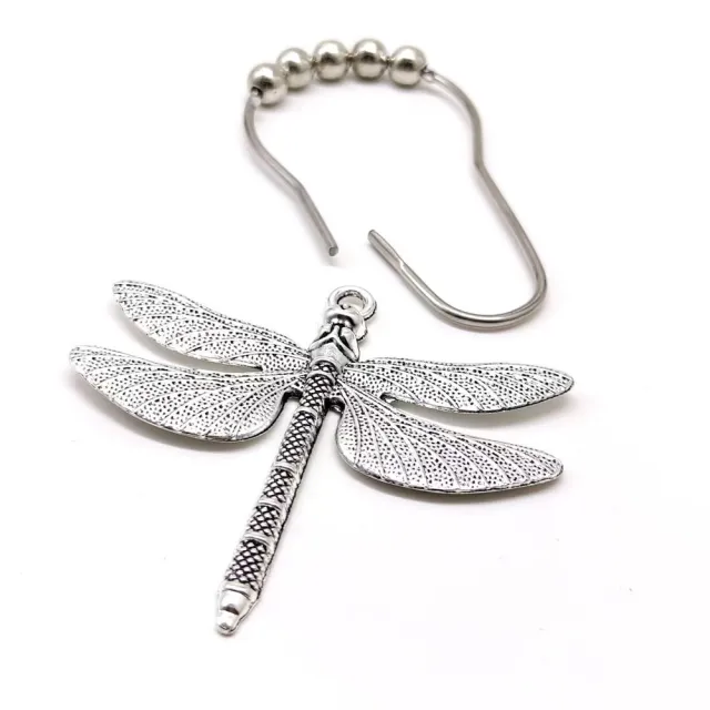 Alloy Large Dragonfly Shower Curtain Ring Hook Bathroom Decoration Antique Silver - Shop at LoveMi