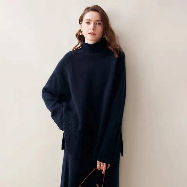 Women's Turtleneck Sweater Loose fitting Comfortable Sweater Black - Shop at LoveMi