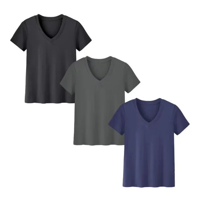 Loose Short sleeved Top Combination Solid Color Women's Clothing Black Dark Gray Navy Blue - Shop at LoveMi