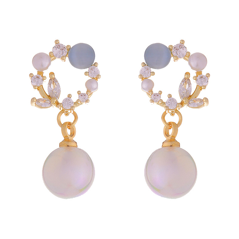High-Grade Blue Opal Fairy Fish Ji Pearl Stud Earrings
