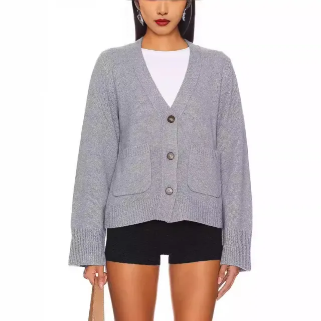 Autumn And Winter New Short Sleeve Solid Color Long Sleeve Casual Sweater For Women Gray - Shop at LoveMi
