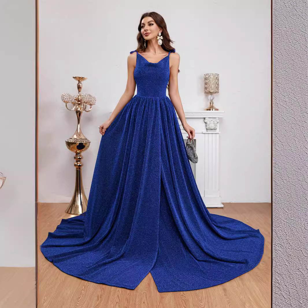 Sexy Tube Top Sequins Split Expansion Skirt Dress