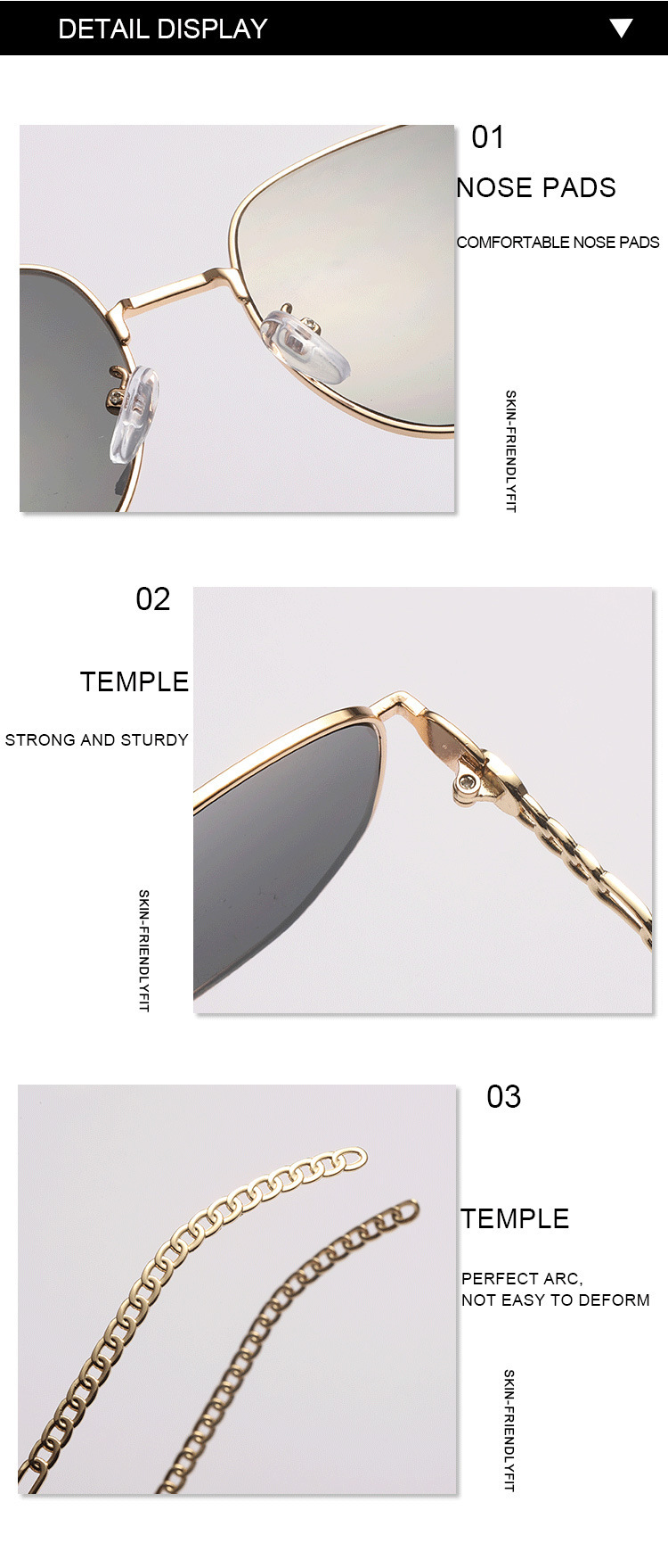 Oval Frame Metal Chain Sunglasses For Women - Image 4