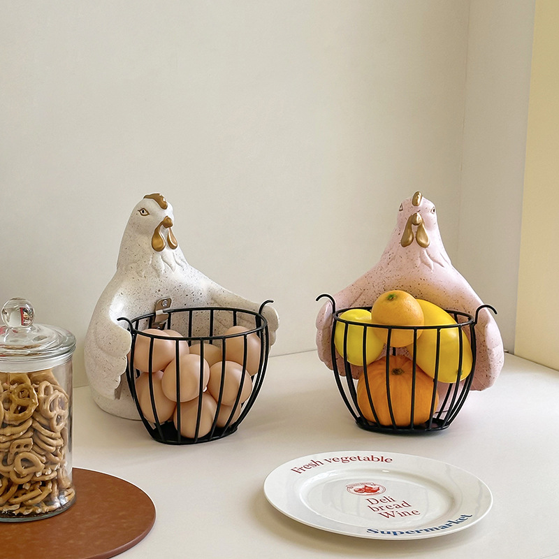 Hug Chicken Detachable Wrought-Iron Swivel Storage Basket