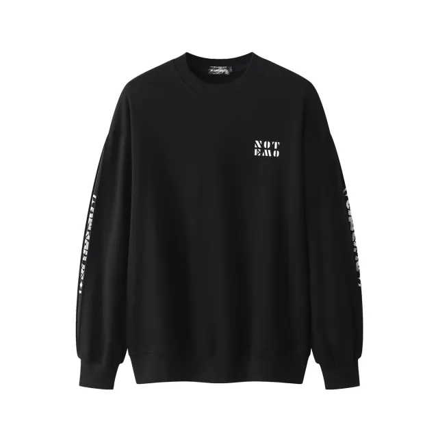 Contrast Color Crack Letter Printing Crew Neck Pullover Sweatshirt Black - Shop at LoveMi
