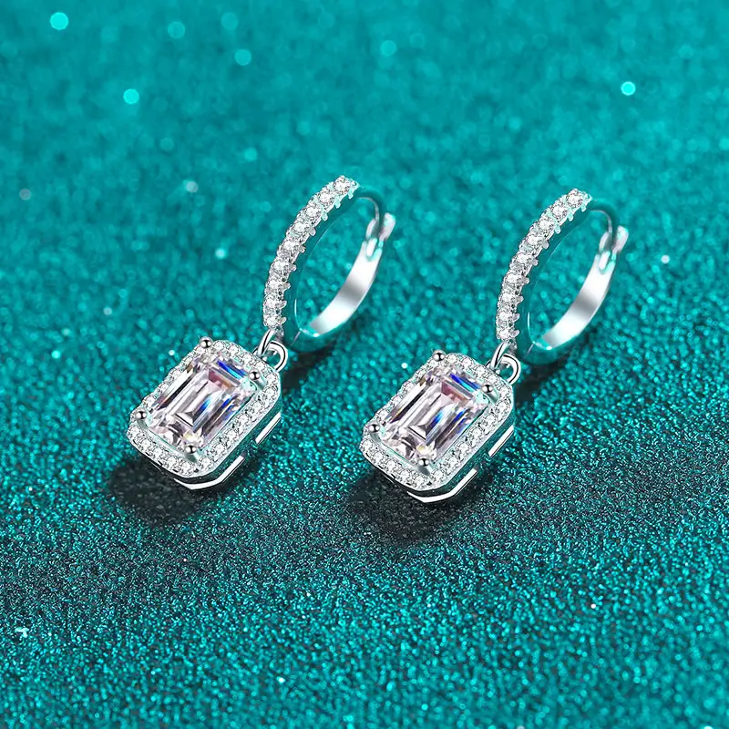 925 Sterling Silver Emerald Earrings