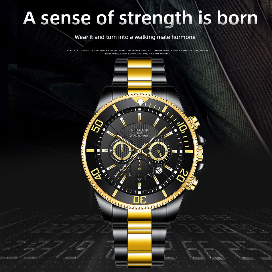 Title 1, Luxury Gold Green Watch Mens Waterproof Stainl...