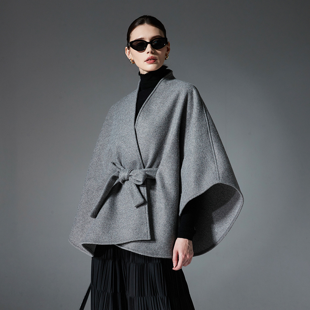 New Double-faced Woolen Goods Solid Color Belt Shawl