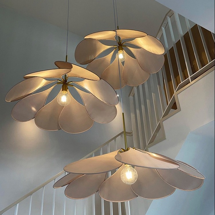 Fabric Dining Room Chandelier Living Room Bedroom Creative Petal Lamp - Image 3