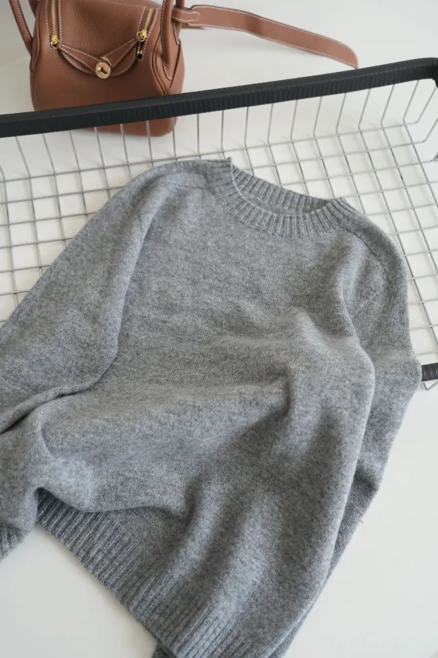 Women's Pure Wool Soft Glutinous Sweater Loose Pullover Gray - Shop at LoveMi