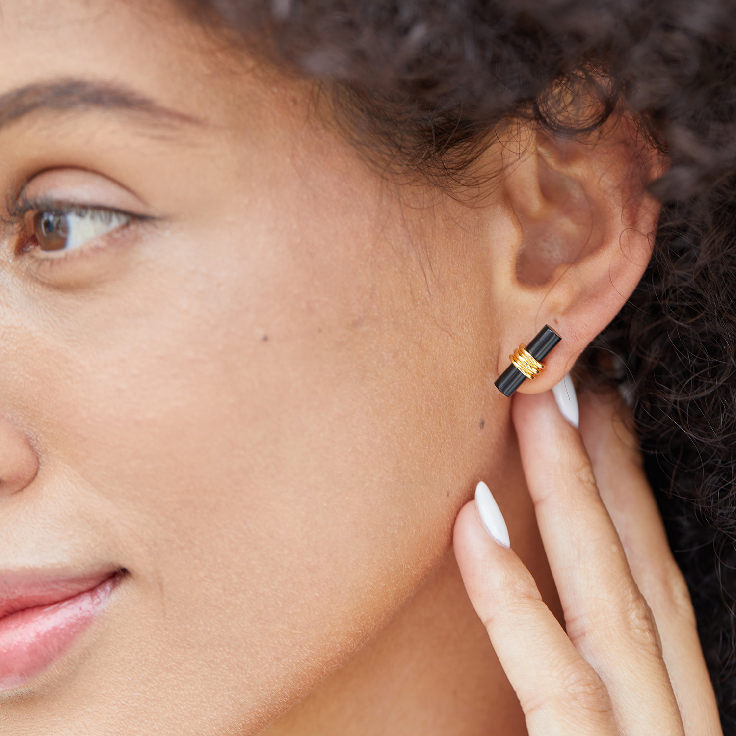Natural Stone Stud Earrings All-match Design Earrings Women's Colorful Gems