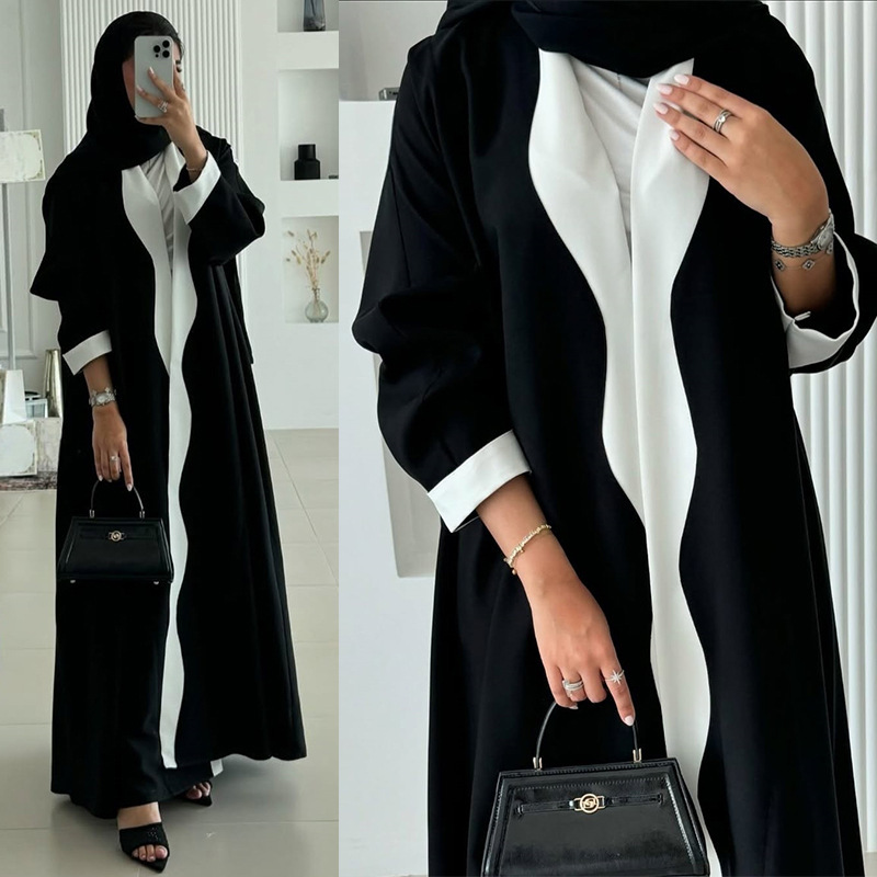 Elegant Contrasting Ice Silk Cardigan Robe – image 1