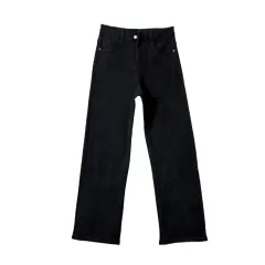 Slim Fit High Waist Slimming Casual Wide Leg Jeans - Black - View 1