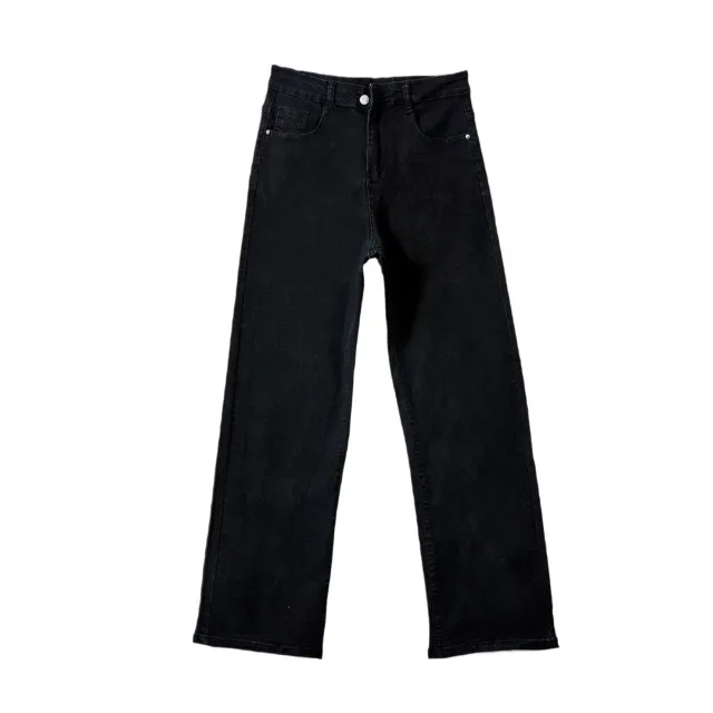 Slim Fit High Waist Slimming Casual Wide Leg Jeans Black - Shop at LoveMi
