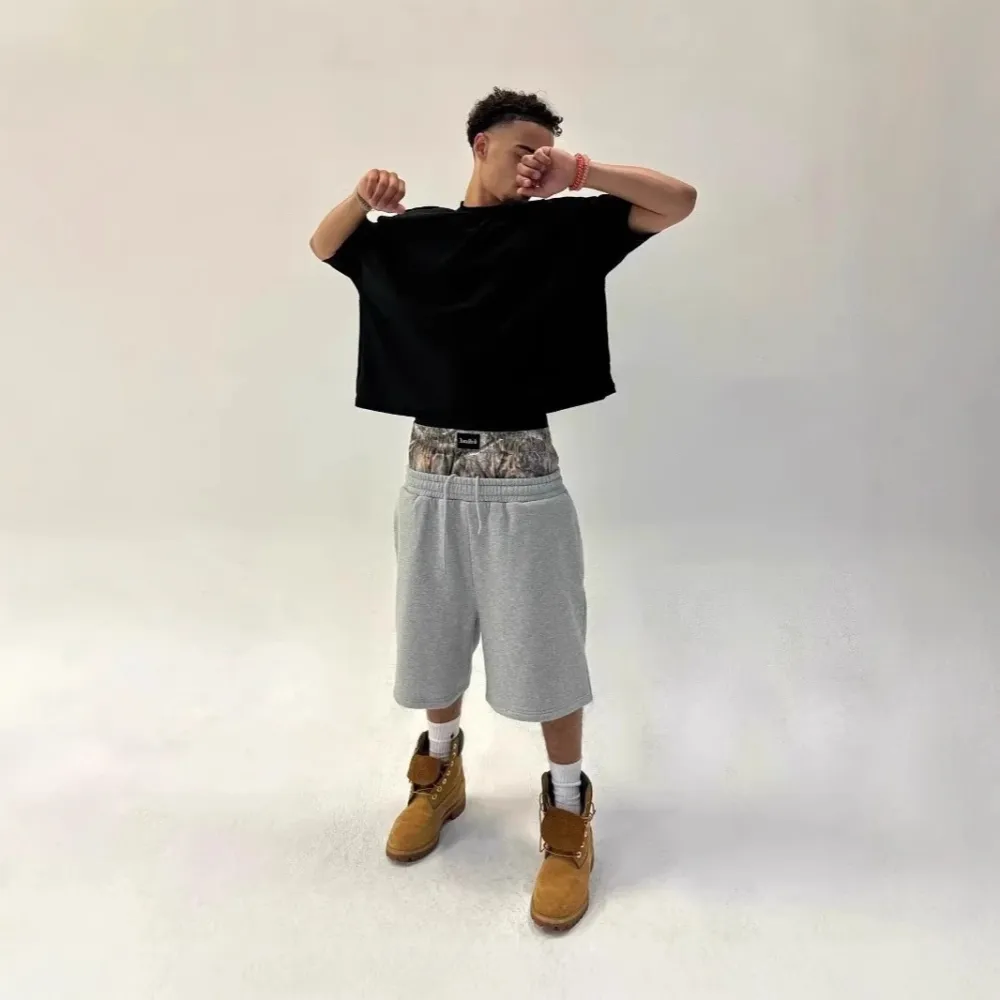 American High Street Double Waist Head Cropped Trousers Men