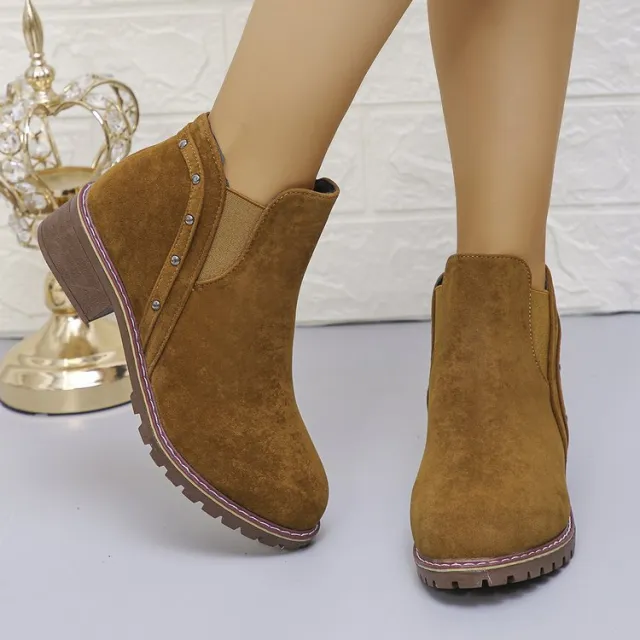 Short Retro Frosted Short Boots Women Brown - Shop at LoveMi