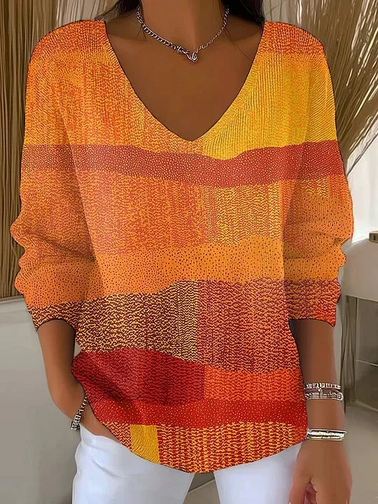 V neck Long sleeved Sweater Autumn And Winter 3D Printing Fashion Women's Wear 3Style - Shop at LoveMi