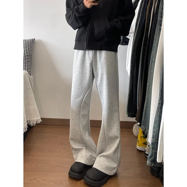 Light Gray Autumn Stitching Design Sense Flared Trousers Light Gray - Shop at LoveMi