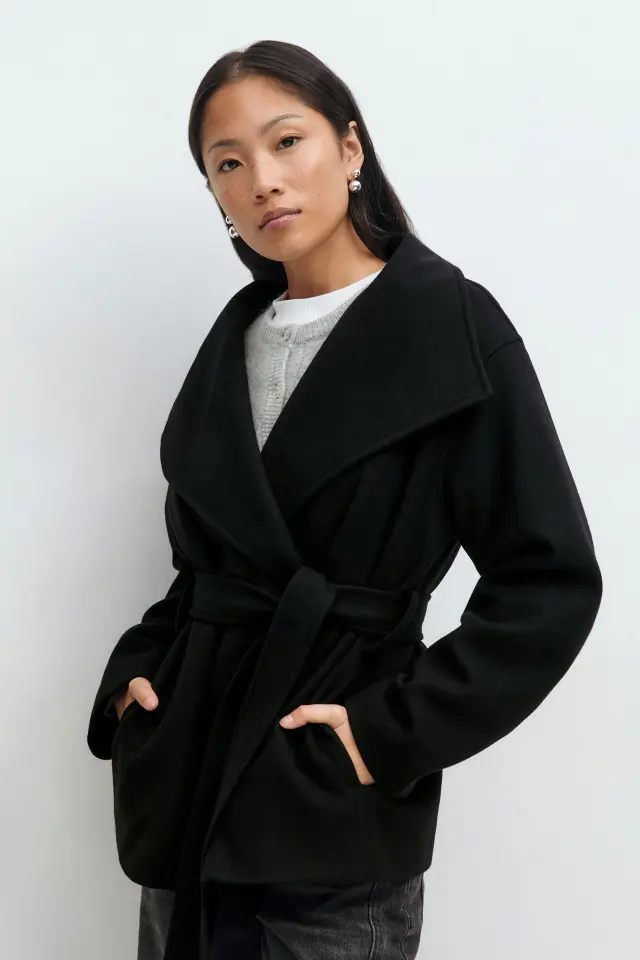 Autumn And Winter High grade Mid length Thick Woolen Coat Black - Shop at LoveMi