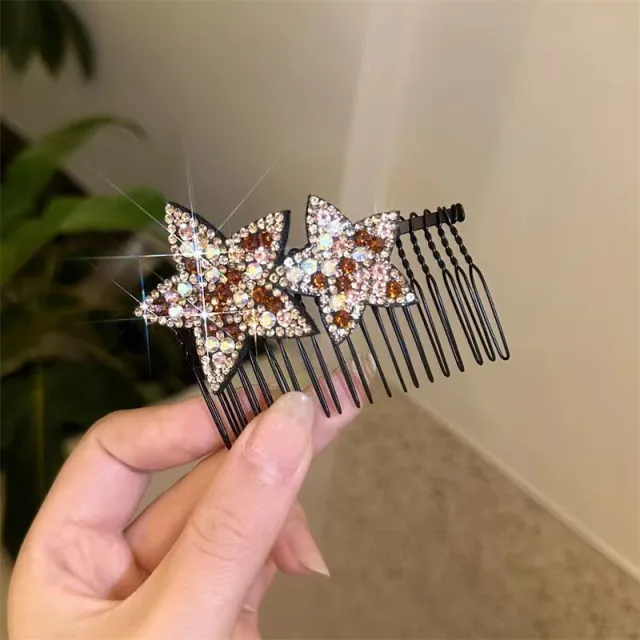 Female Rhinestone Five pointed Star Back Head Organize Fantastic Hair Accessories Champagne Xingx Pour Hair Comb - Shop at LoveMi