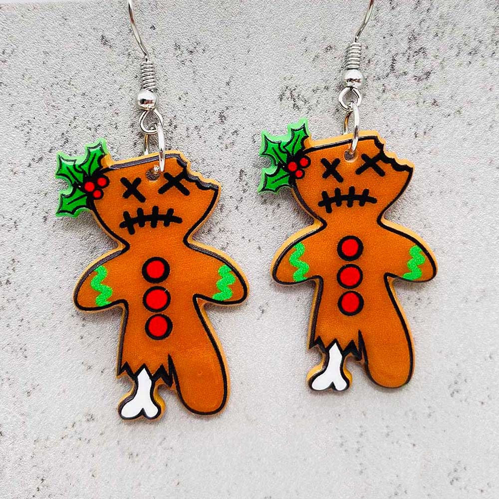 Fashion Gingerbread Man Acrylic Earrings