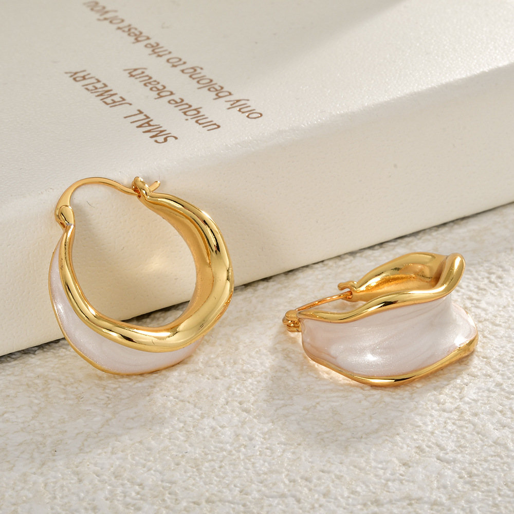 Copper-Plated Real Gold Enamel Dripping-Oil Earrings